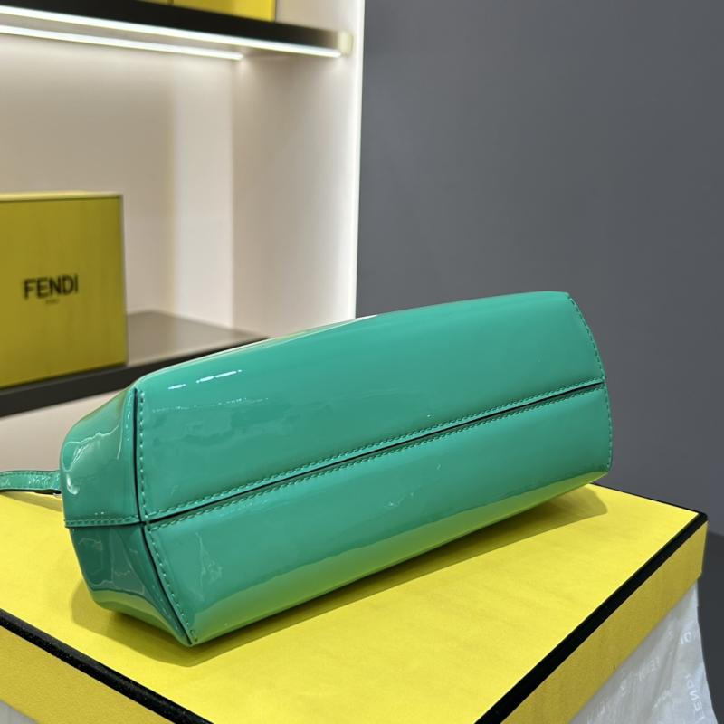 Fendi First Midi Patent Leather Bag Green F829