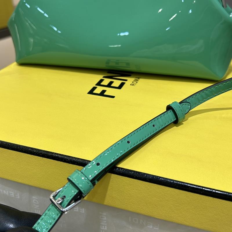Fendi First Midi Patent Leather Bag Green F829