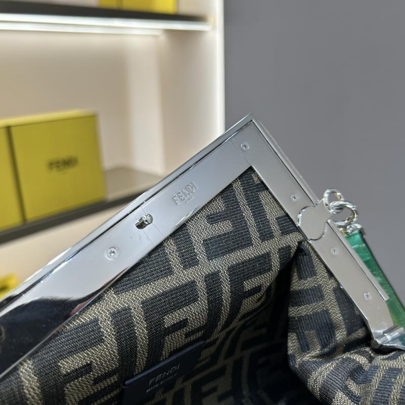 Fendi First Midi Patent Leather Bag Green F829