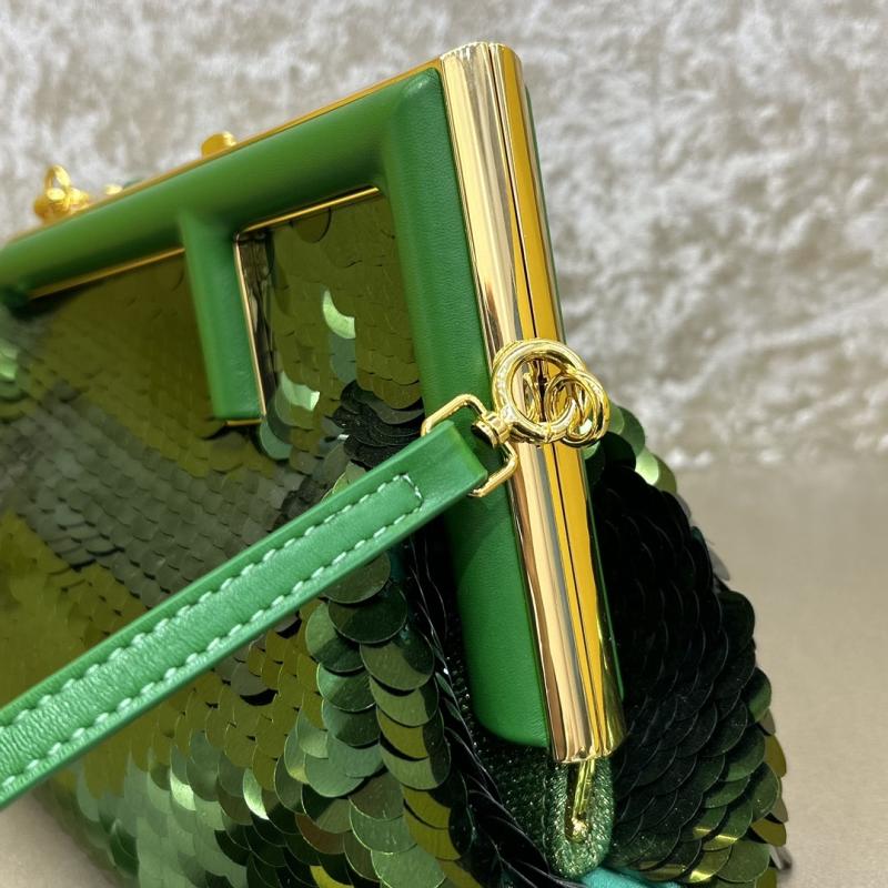Fendi First Midi Sequins Bag Green F829