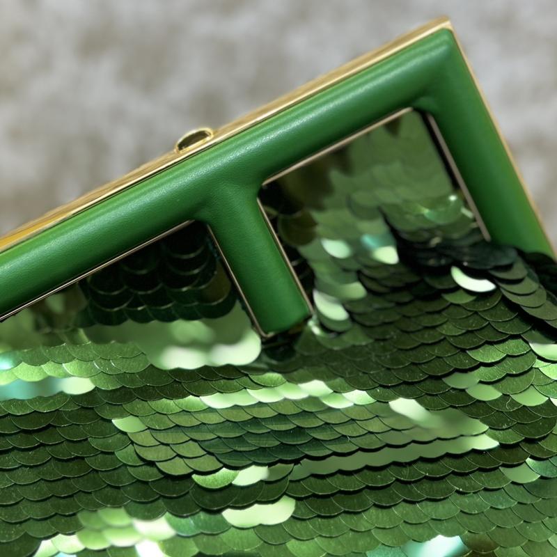 Fendi First Midi Sequins Bag Green F829