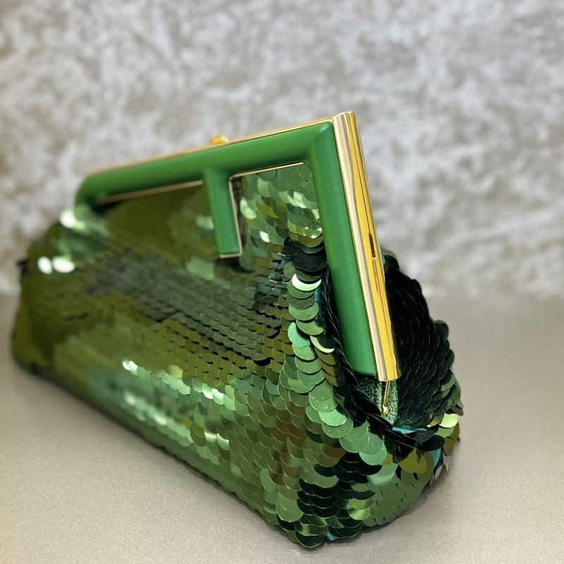 Fendi First Midi Sequins Bag Green F829