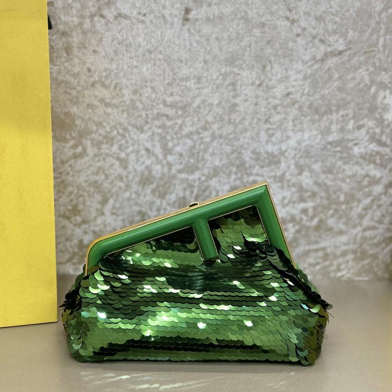 Fendi First Midi Sequins Bag Green F829