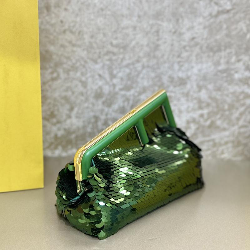 Fendi First Midi Sequins Bag Green F829