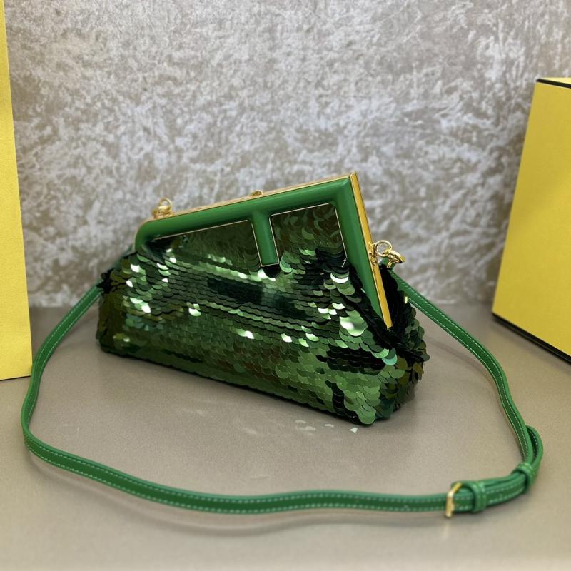 Fendi First Midi Sequins Bag Green F829