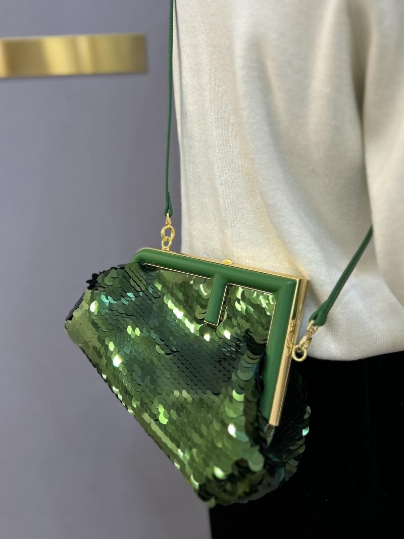 Fendi First Midi Sequins Bag Green F829