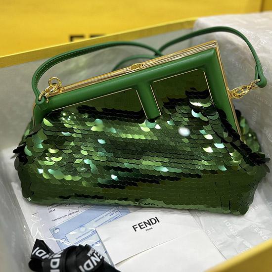 Fendi First Midi Sequins Bag Green F829
