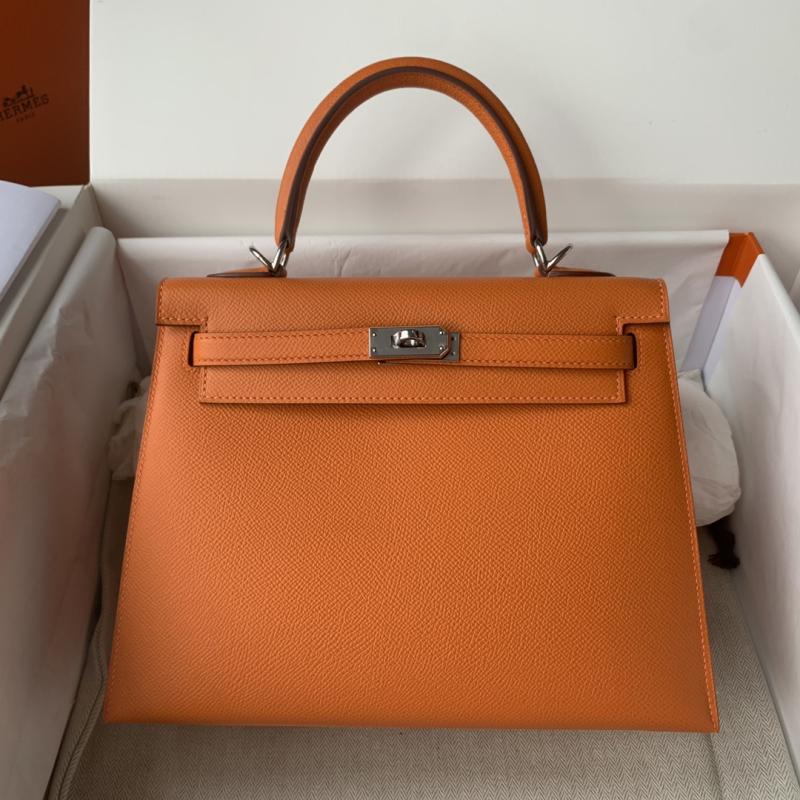 Hermes Epsom Leather Kelly Bag Orange HK25283
