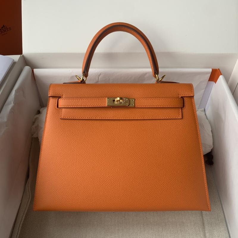 Hermes Epsom Leather Kelly Bag Orange HK25283