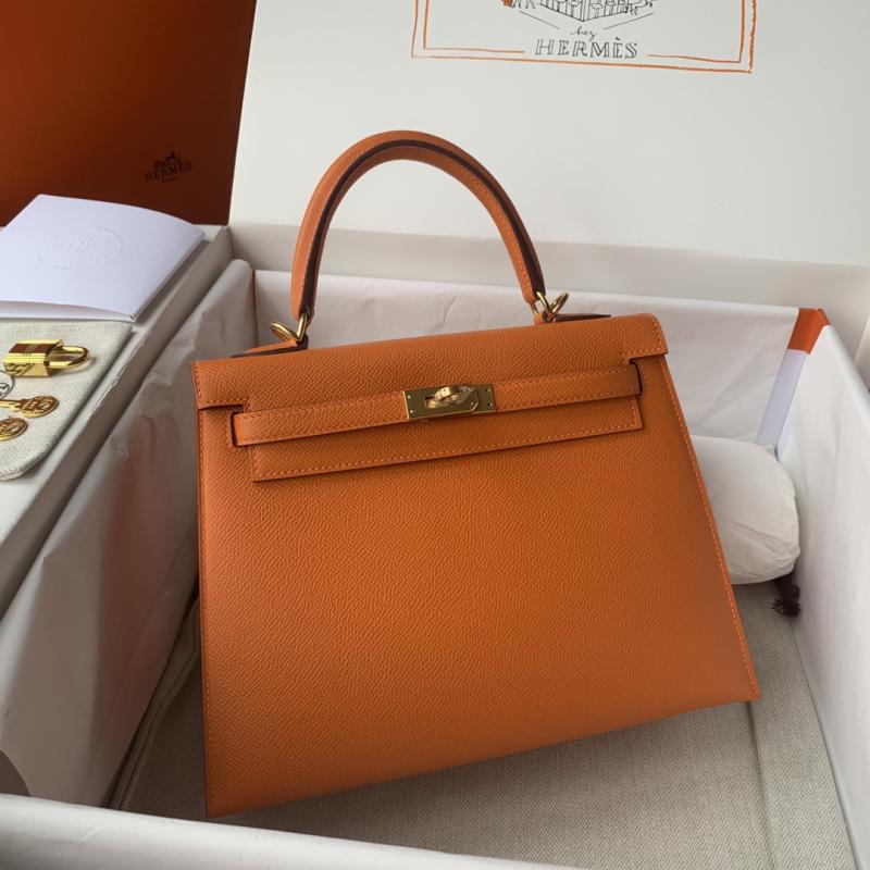 Hermes Epsom Leather Kelly Bag Orange HK25283