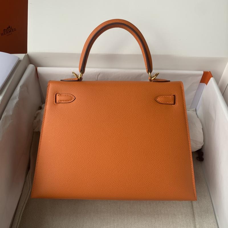 Hermes Epsom Leather Kelly Bag Orange HK25283