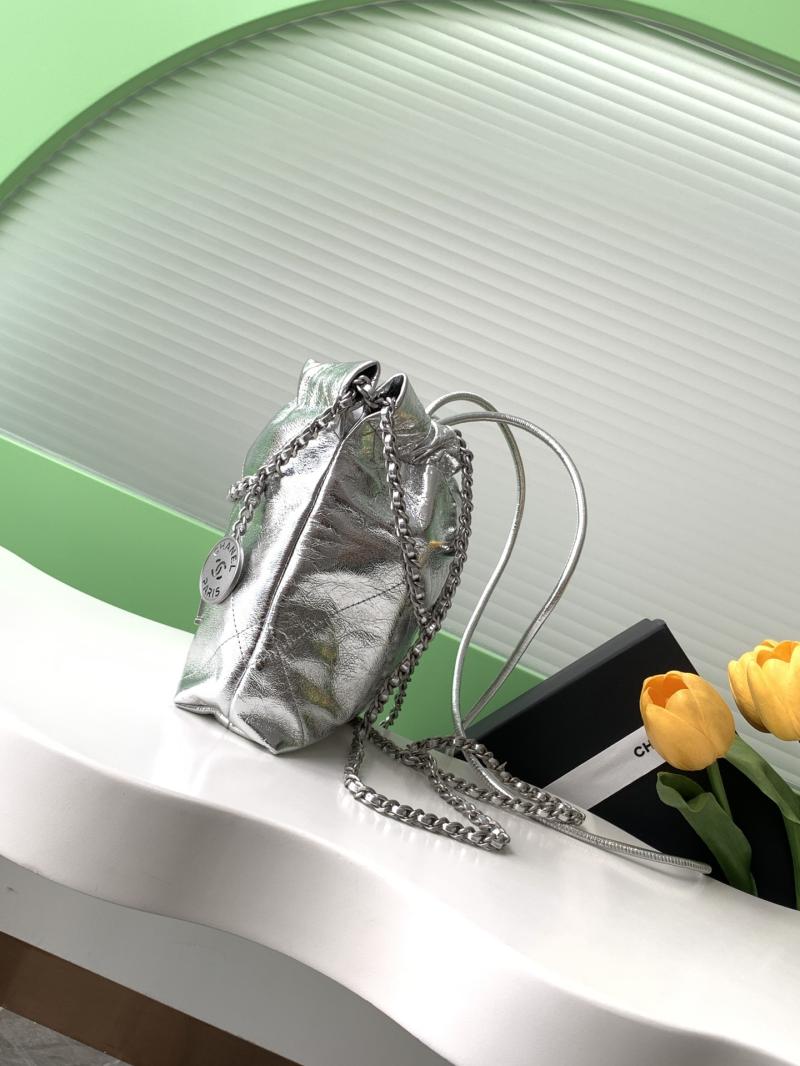 Mini Chanel 22 Handbag Silver AS3980