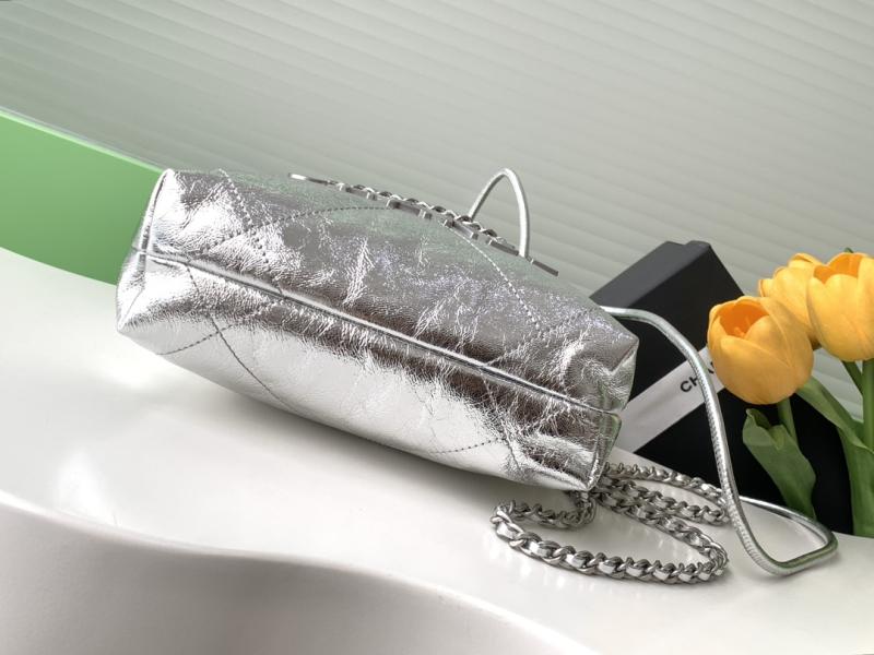 Mini Chanel 22 Handbag Silver AS3980
