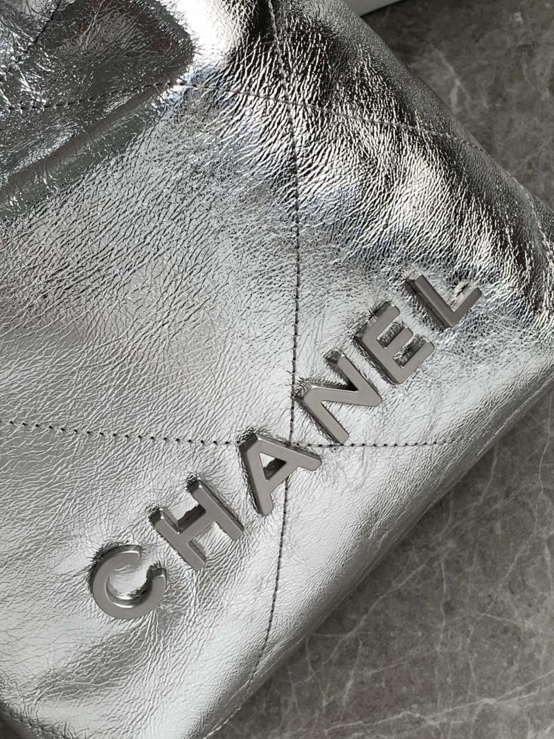 Mini Chanel 22 Handbag Silver AS3980
