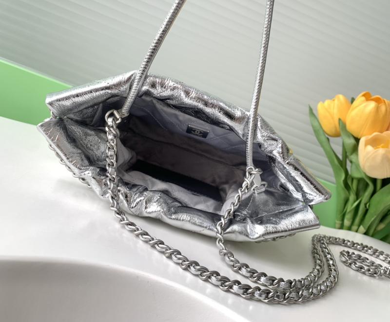 Mini Chanel 22 Handbag Silver AS3980