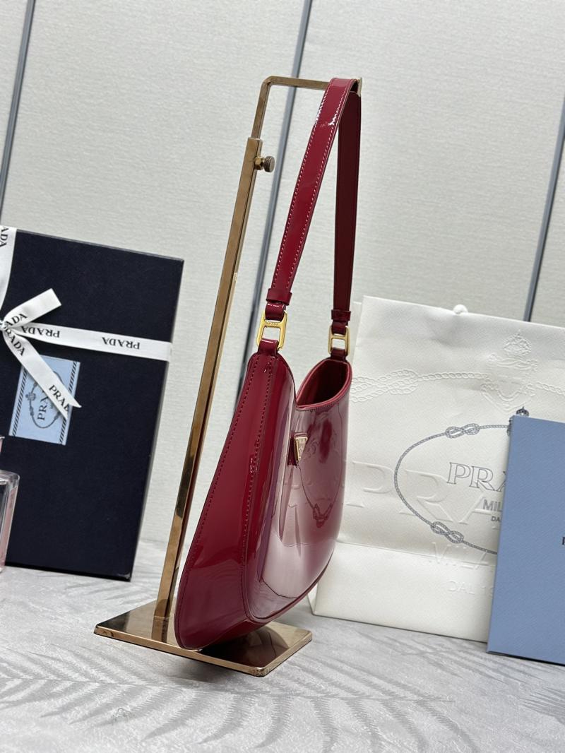 Prada Cleo Brushed Leather Shoulder Bag 1BC499 Red