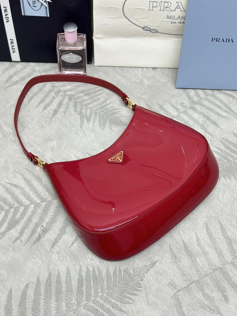 Prada Cleo Brushed Leather Shoulder Bag 1BC499 Red