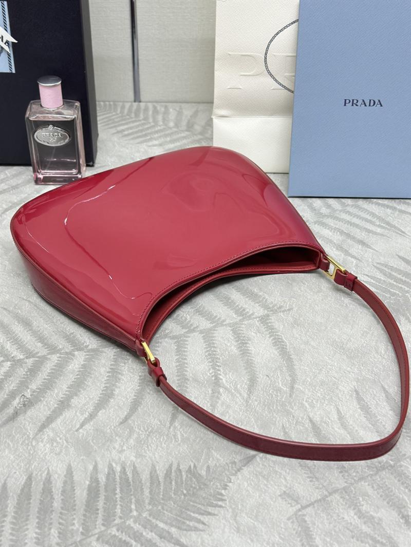 Prada Cleo Brushed Leather Shoulder Bag 1BC499 Red