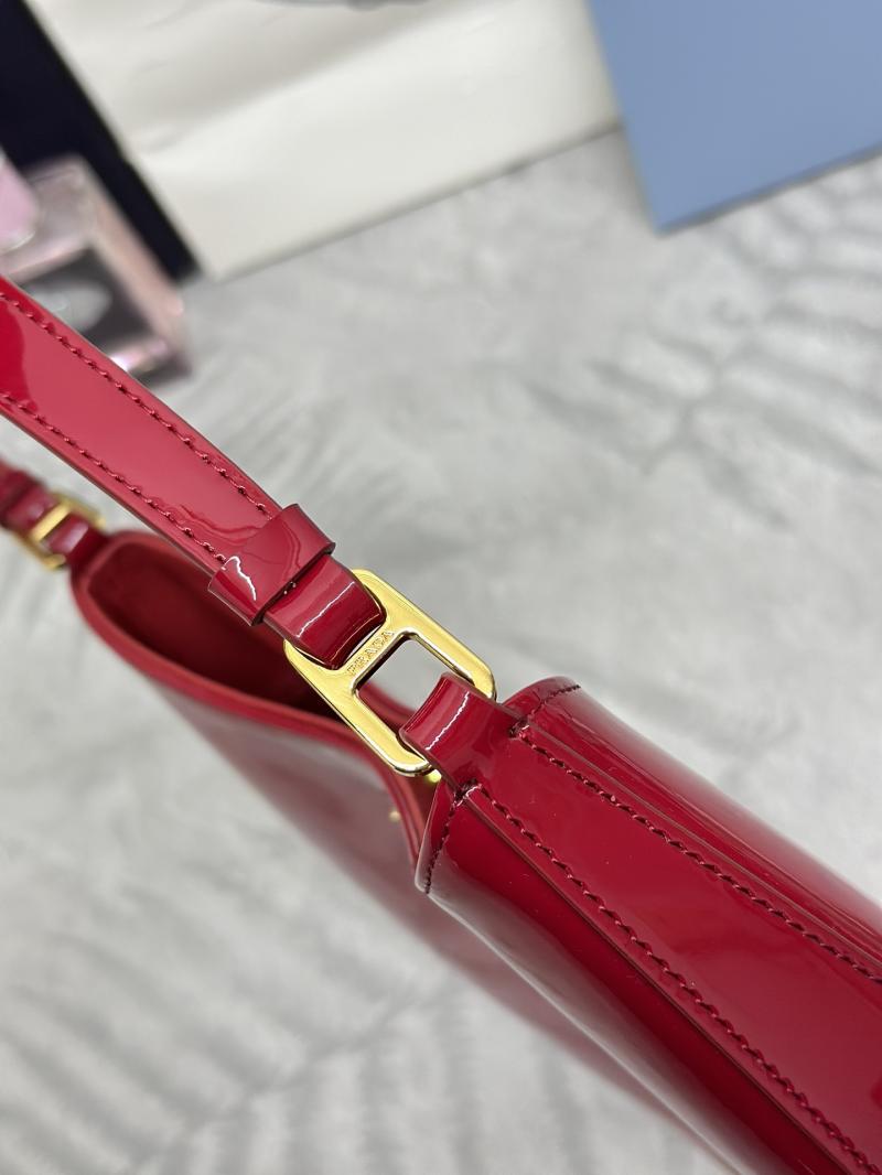Prada Cleo Brushed Leather Shoulder Bag 1BC499 Red