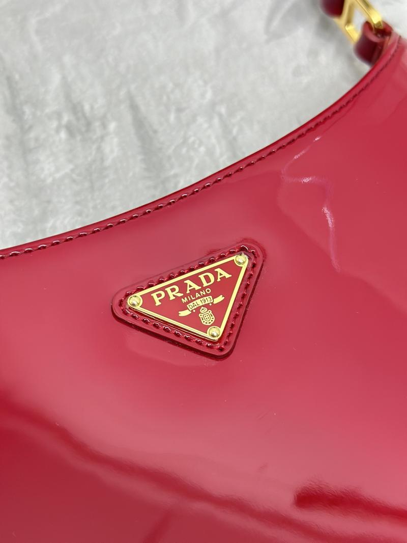 Prada Cleo Brushed Leather Shoulder Bag 1BC499 Red