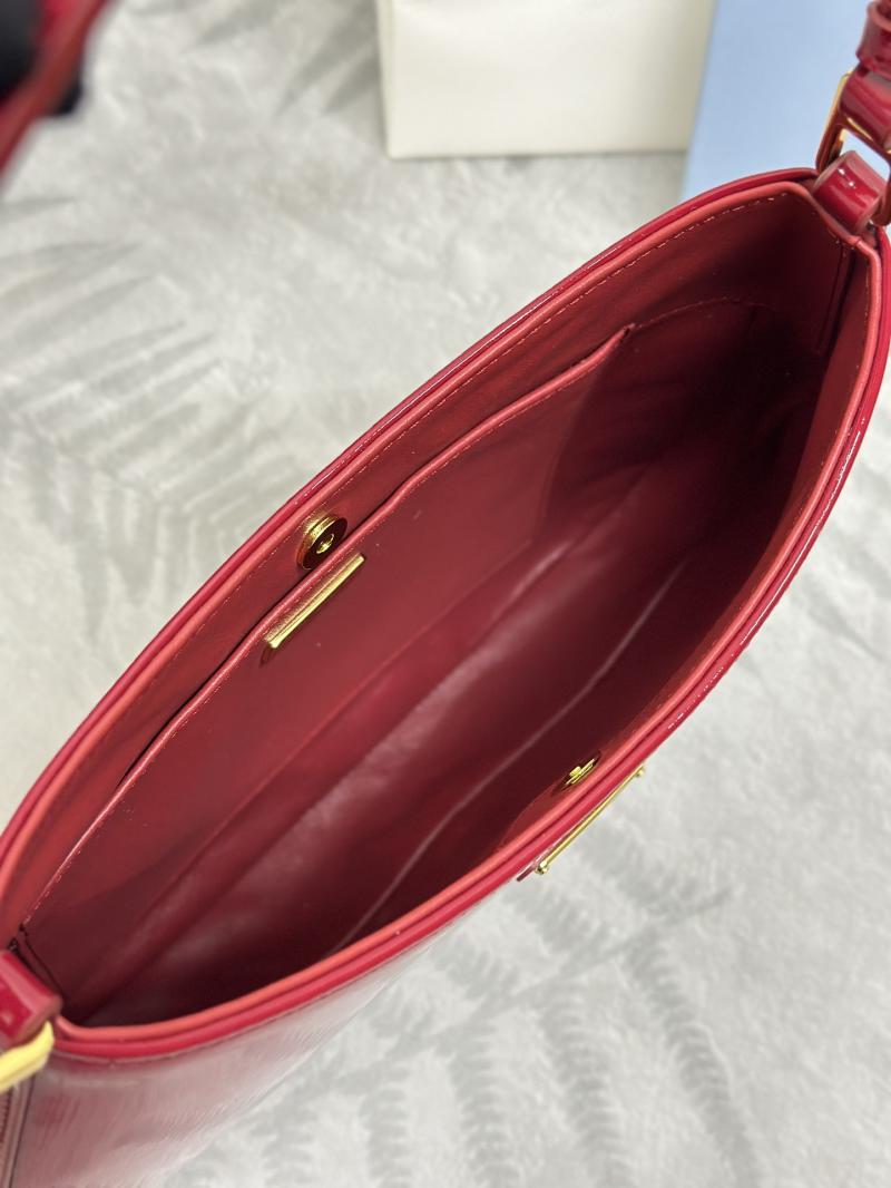 Prada Cleo Brushed Leather Shoulder Bag 1BC499 Red