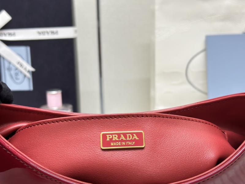 Prada Cleo Brushed Leather Shoulder Bag 1BC499 Red