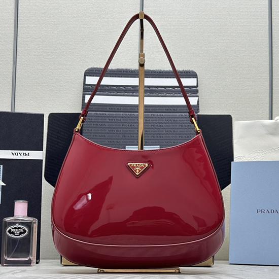 Prada Cleo Brushed Leather Shoulder Bag 1BC499 Red