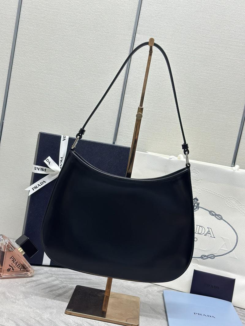 Prada Cleo Brushed Leather Shoulder Bag Black 1BC499