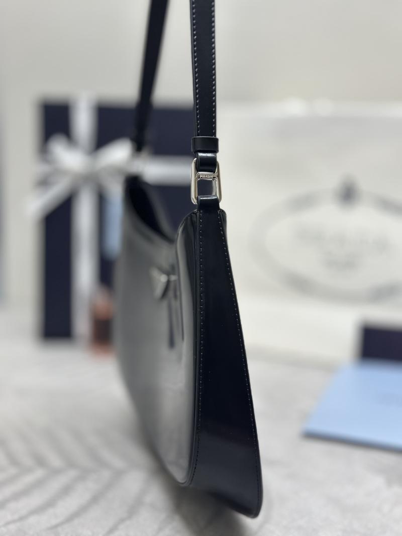 Prada Cleo Brushed Leather Shoulder Bag Black 1BC499