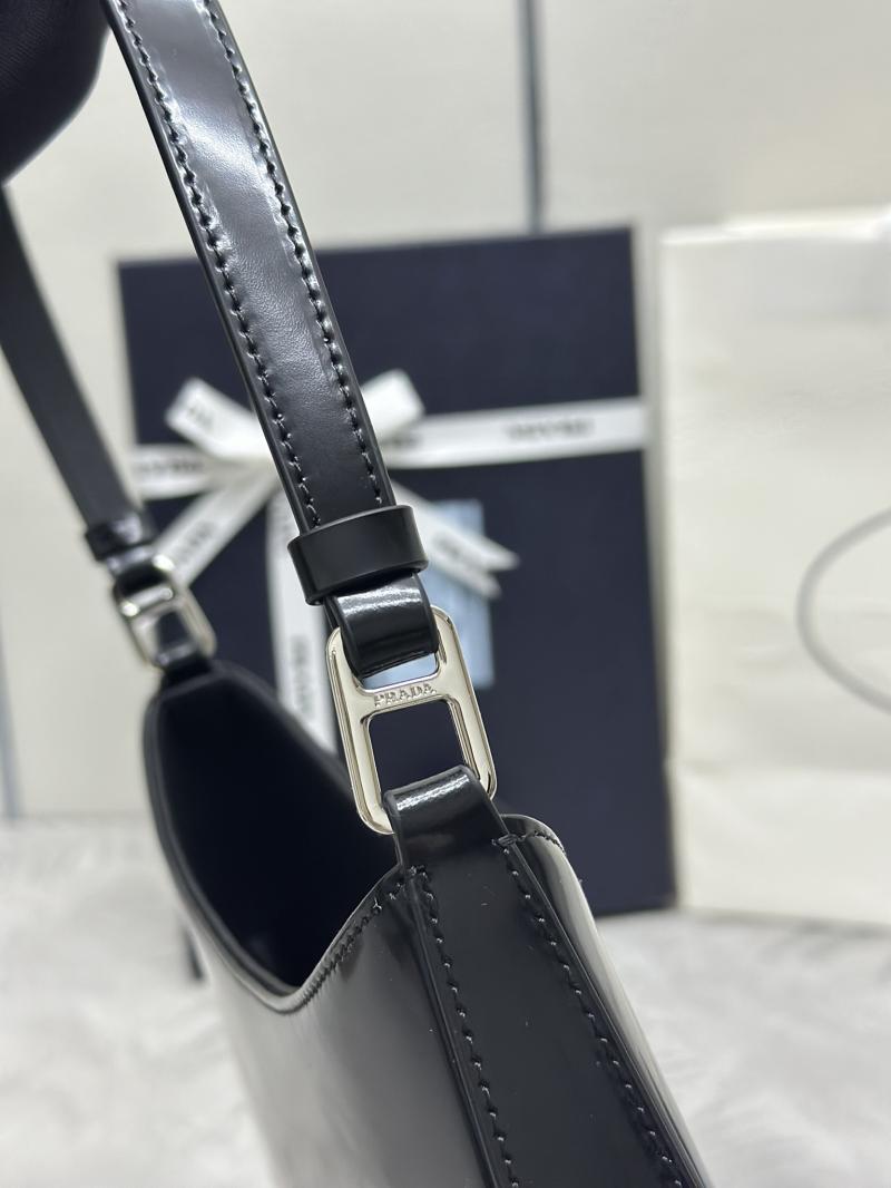 Prada Cleo Brushed Leather Shoulder Bag Black 1BC499
