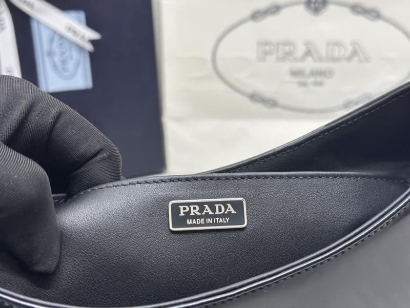 Prada Cleo Brushed Leather Shoulder Bag Black 1BC499
