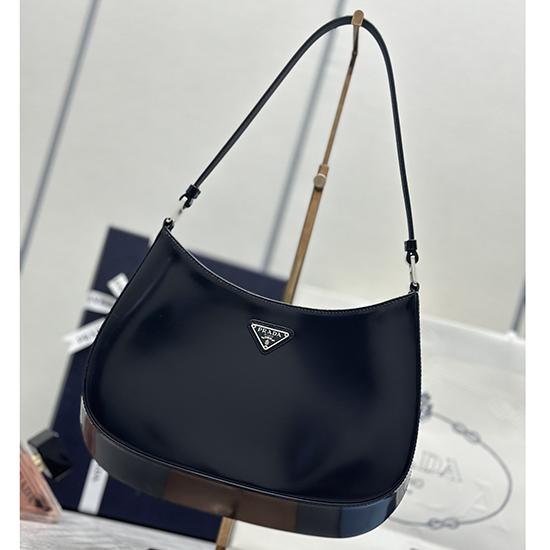 Prada Cleo Brushed Leather Shoulder Bag Black 1BC499
