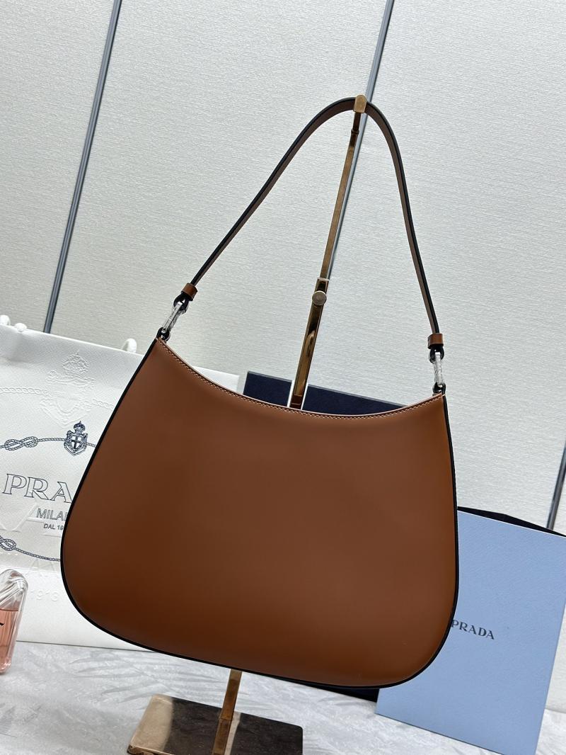 Prada Cleo Brushed Leather Shoulder Bag Brown 1BC499