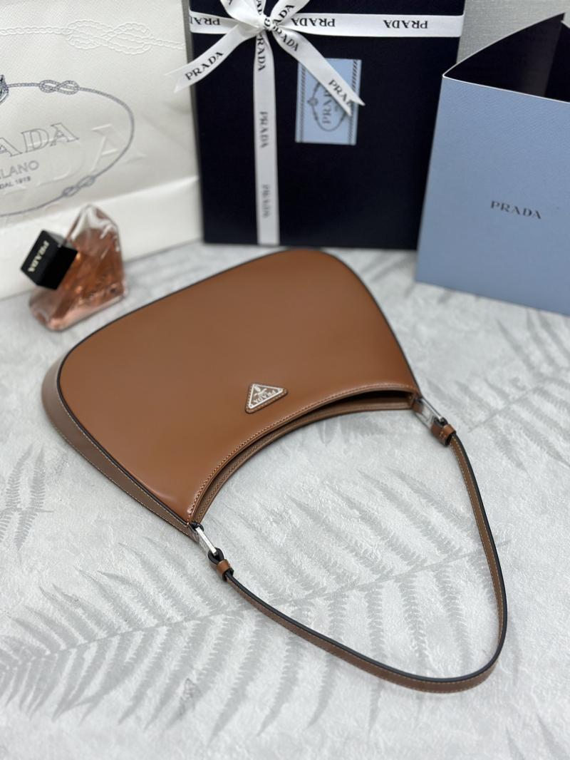 Prada Cleo Brushed Leather Shoulder Bag Brown 1BC499
