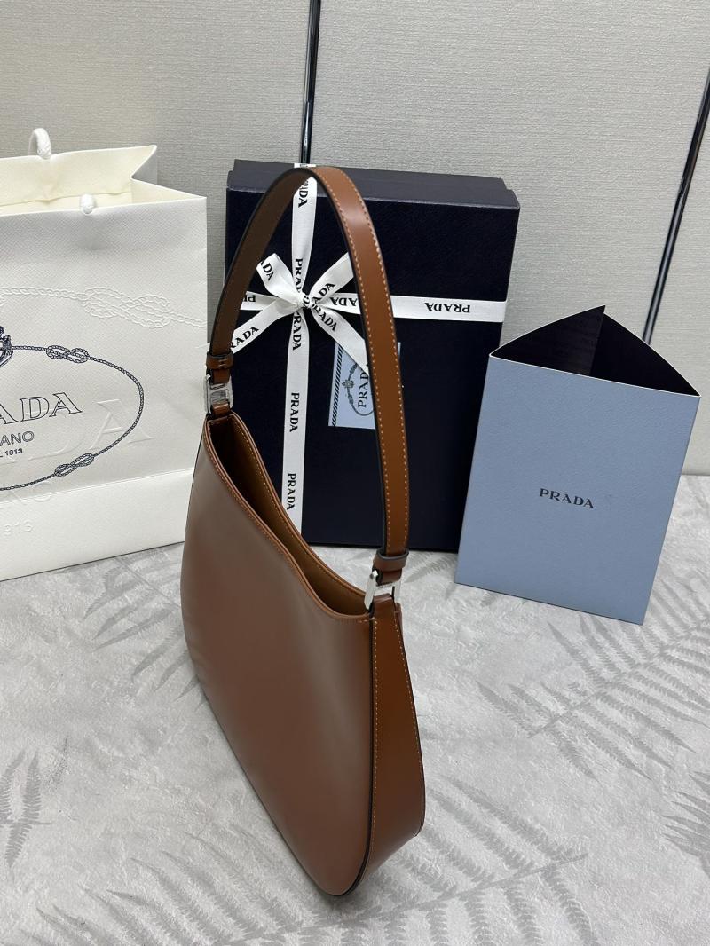 Prada Cleo Brushed Leather Shoulder Bag Brown 1BC499