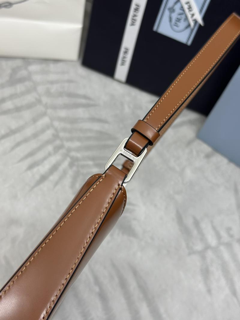 Prada Cleo Brushed Leather Shoulder Bag Brown 1BC499