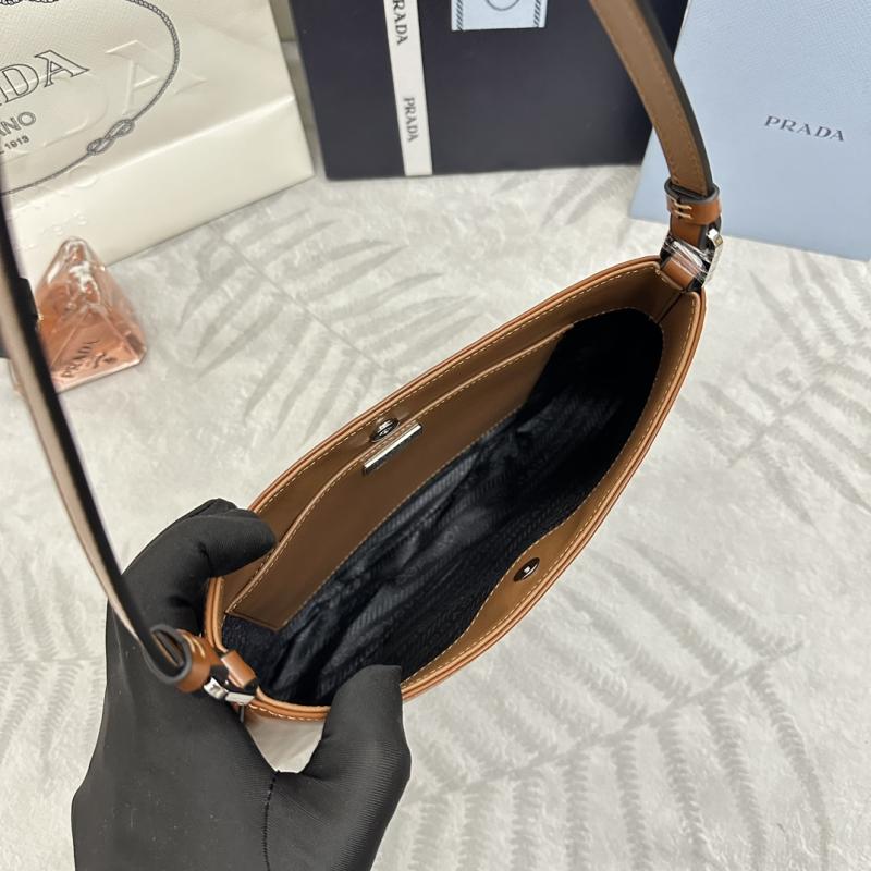 Prada Cleo Brushed Leather Shoulder Bag Brown 1BC499