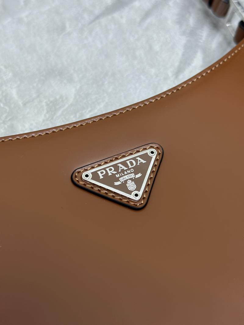 Prada Cleo Brushed Leather Shoulder Bag Brown 1BC499