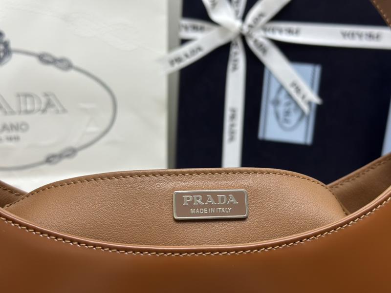 Prada Cleo Brushed Leather Shoulder Bag Brown 1BC499