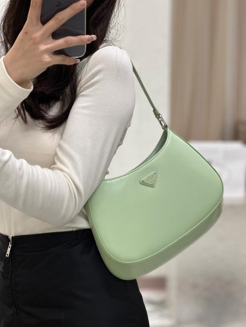 Prada Cleo Brushed Leather Shoulder Bag Green 1BC499