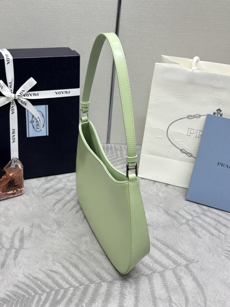 Prada Cleo Brushed Leather Shoulder Bag Green 1BC499