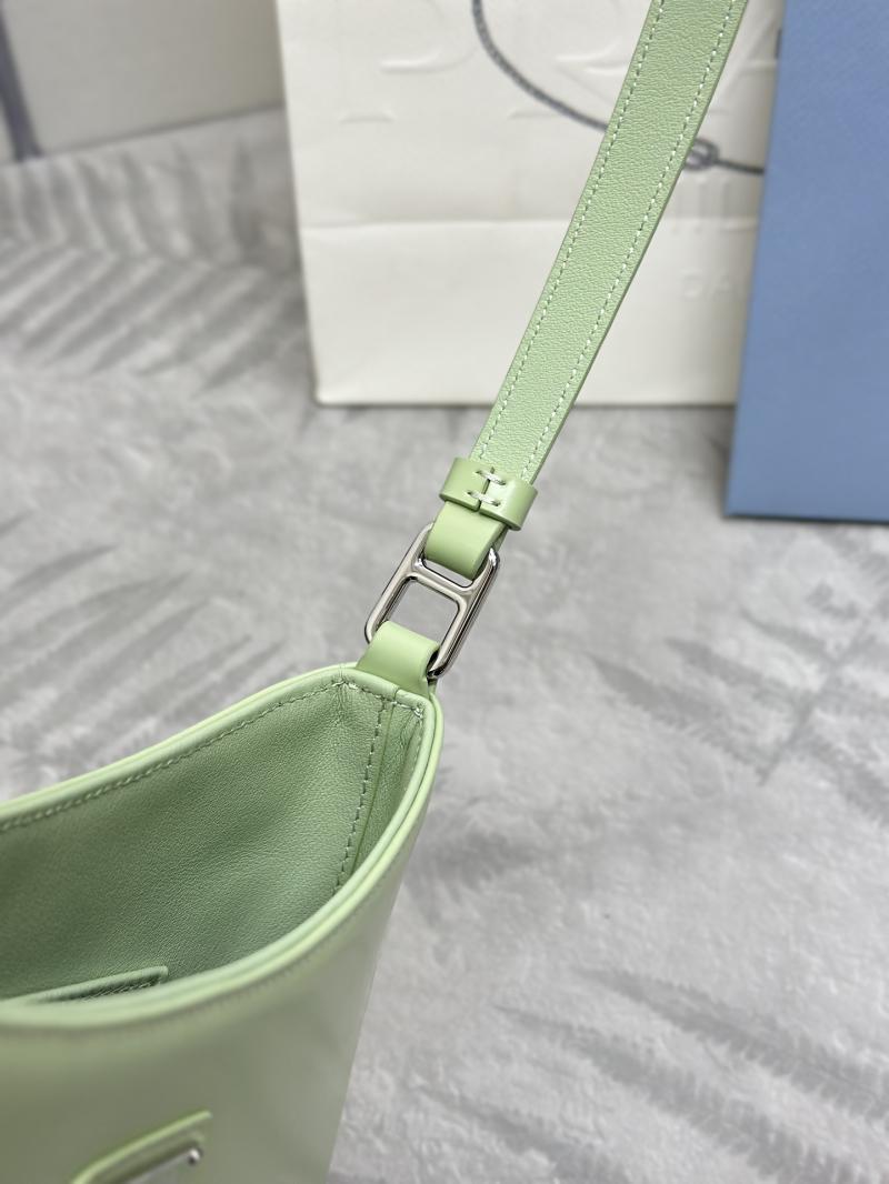 Prada Cleo Brushed Leather Shoulder Bag Green 1BC499