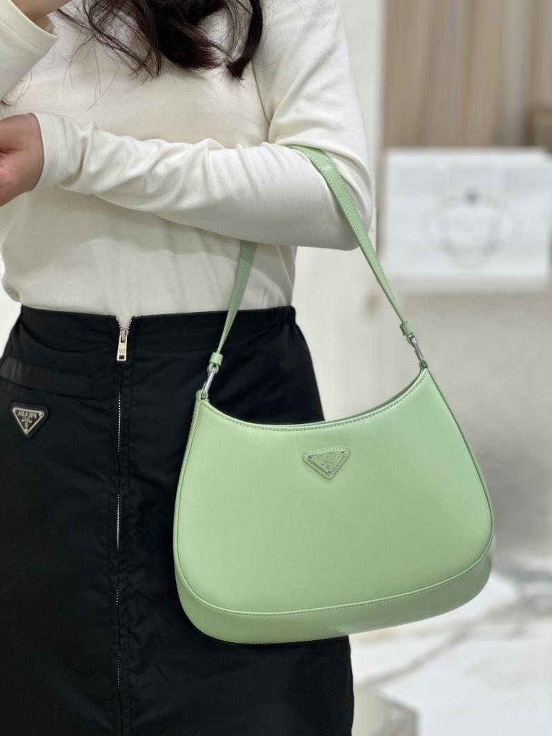 Prada Cleo Brushed Leather Shoulder Bag Green 1BC499