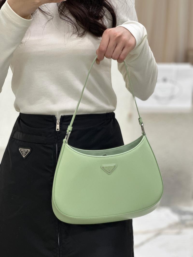 Prada Cleo Brushed Leather Shoulder Bag Green 1BC499