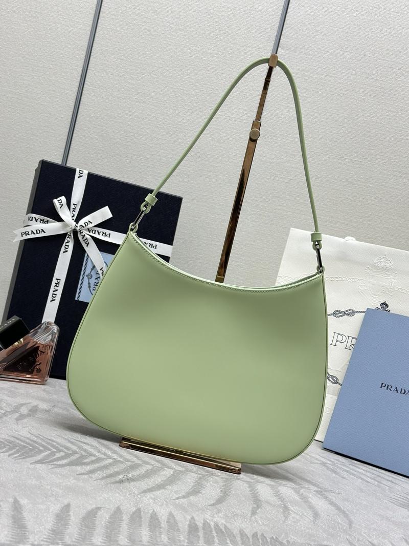 Prada Cleo Brushed Leather Shoulder Bag Green 1BC499