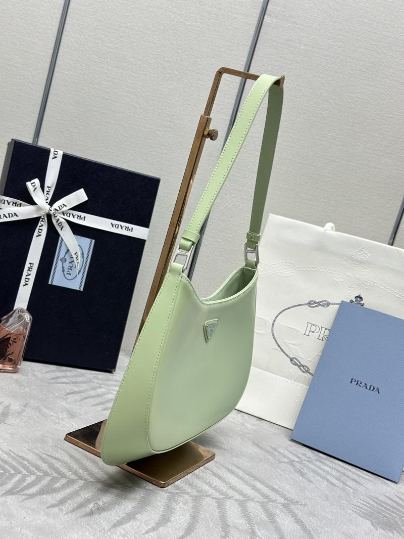 Prada Cleo Brushed Leather Shoulder Bag Green 1BC499