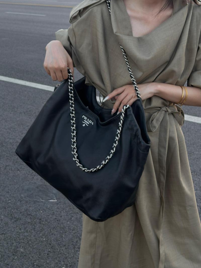 Prada Leather Shoulder Bag Black 1BA638