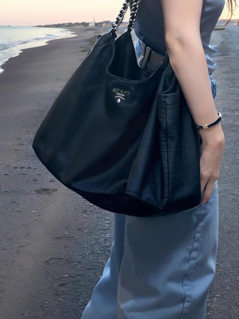 Prada Leather Shoulder Bag Black 1BA638