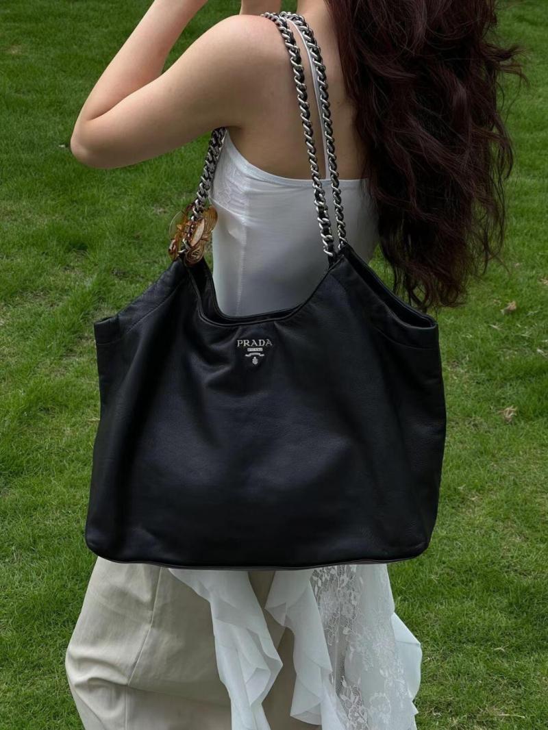 Prada Leather Shoulder Bag Black 1BA638