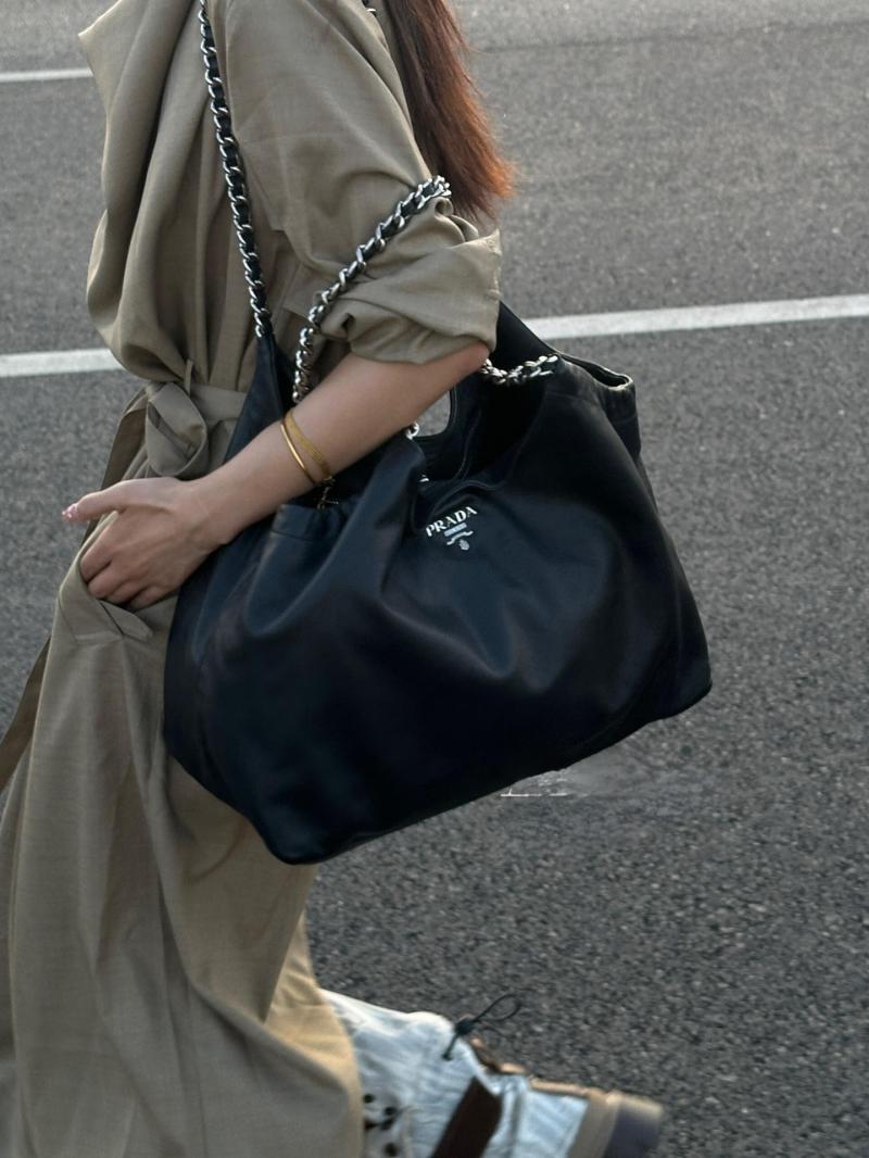 Prada Leather Shoulder Bag Black 1BA638